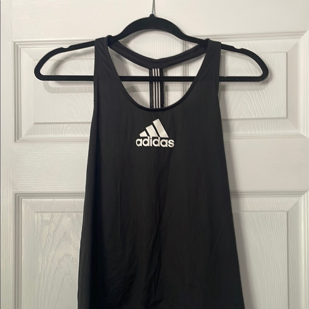 Adidas Black Sleeveless Tank Top with White Logo